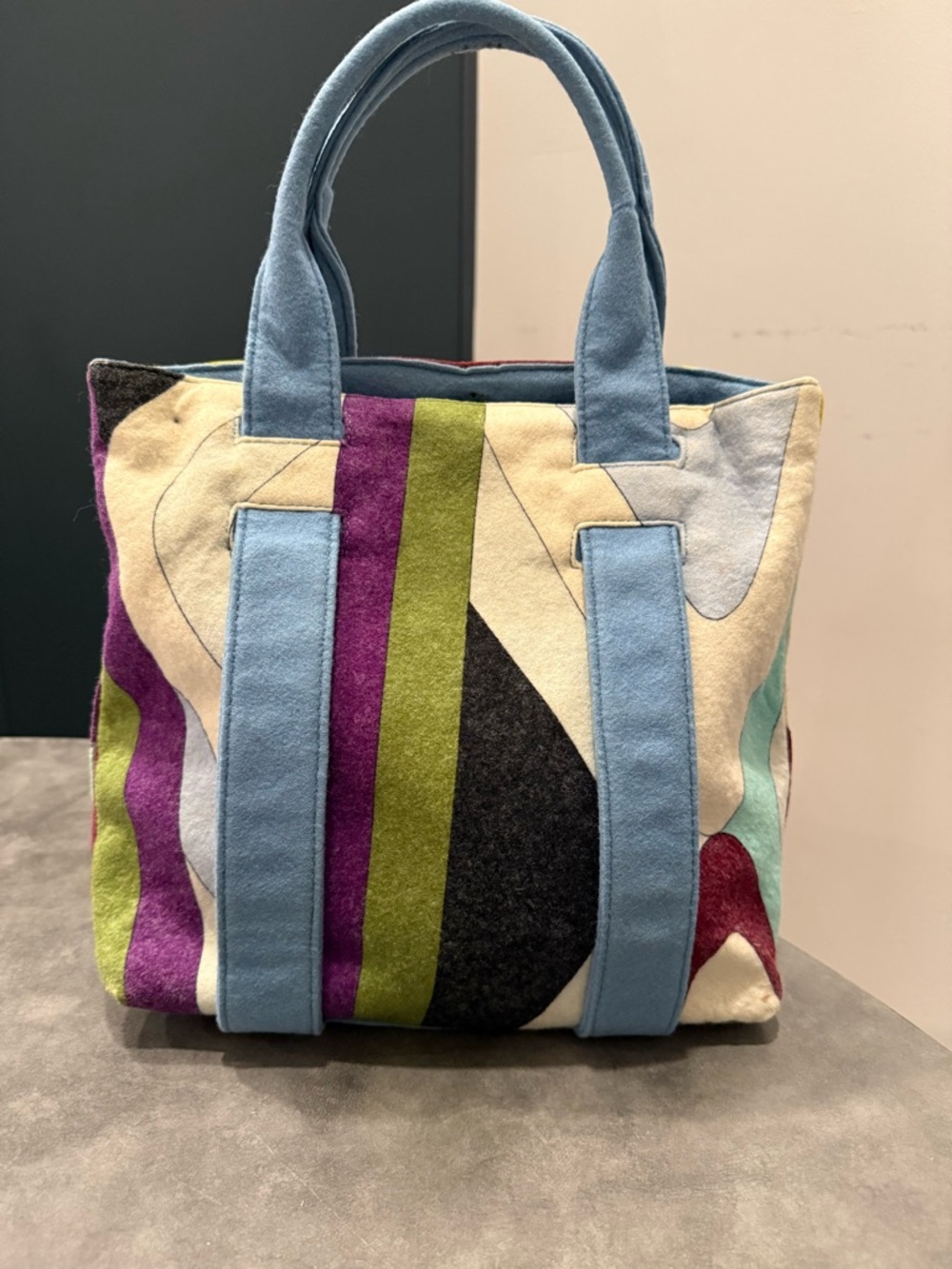 Emilio Pucci Vintage Tote with Multicolor Patchwork and Snap Closure, Wool Bag - Picture 5 of 13